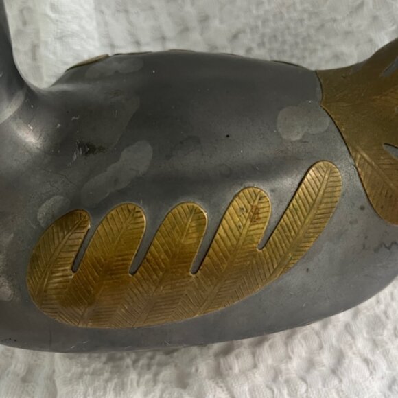 Vintage Pewter/ Brass Duck Trinket Box 6.5 in tall Bundle with SM duck 2 for $60 - Picture 5 of 15